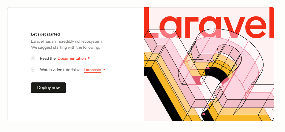 Page d'accueil de Laravel Page d'accueil de Laravel 12 qui signifie que l'application est correctement installée.